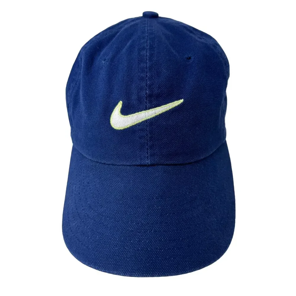 Vintage Nike Embroidered Swoosh‎ Adjustable Hat Cap 100% Cotton Blue Youth OS